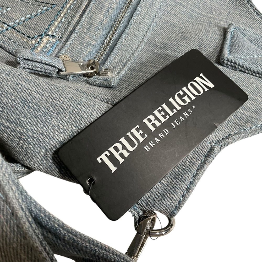True Religion faded denim jeans purse with front patch logo.  NWT. - Picture 6 of 10
